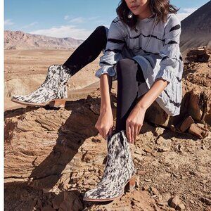 NWT MYRA COW BOW WESTERN HAIRON LEATHER COWBOY HALF BOOTIES